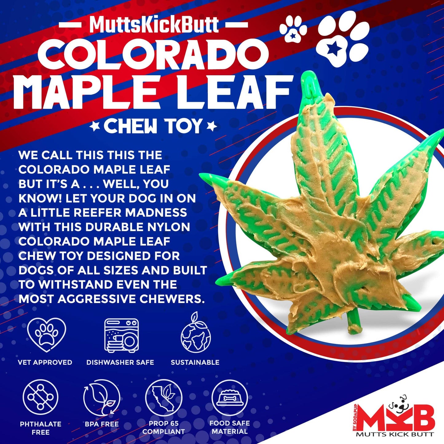 Colorado Jouet à mâcher en nylon durable pour chien « Maple Leaf »