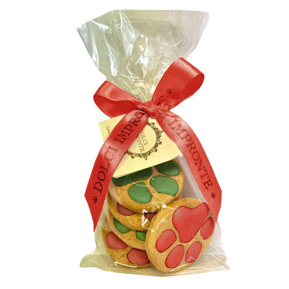 Xmas Dolci Impronte Joyeux Noël Sac Pattes Rouges et Vertes