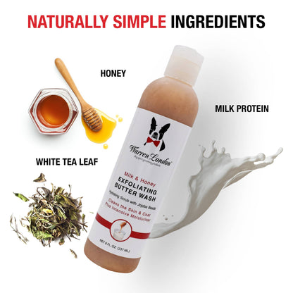 Shampooing Exfoliant Butter Wash pour chien : Lait & Miel / 8oz
